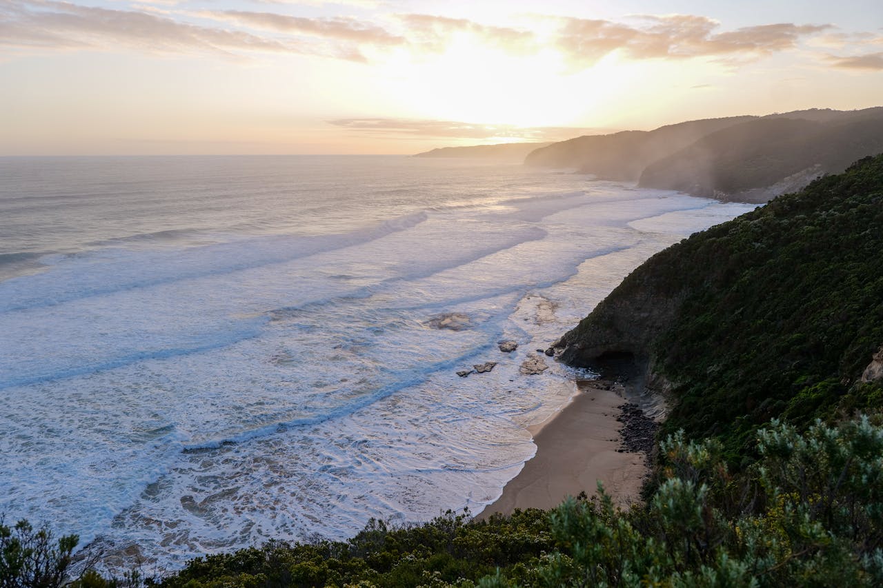 Explore the serene beauty of Johanna Beach, Victoria at sunset with stunning coastal views.
